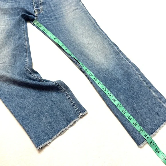 NILI LOTAN sz 27 Boyfriend Jeans in Venice Wash Blue Raw Hem Crop Mid Rise - Picture 13 of 13